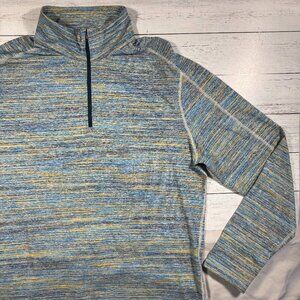 Lululemon - Quarter Zip - Blue, Yellow, Gray Heather - Men's X-Large